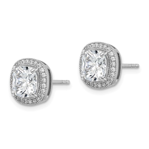 Sterling Silver Halo CZ Stud Earrings