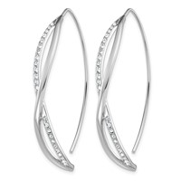 Sterling Silver Rhodium-plated CZ Twisted Threader Earrings view 2