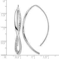 Sterling Silver Rhodium-plated CZ Twisted Threader Earrings view 3