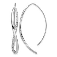 Sterling Silver Rhodium-plated CZ Twisted Threader Earrings view 1
