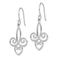 Sterling Silver Rhodium-plated Polished Fleur De Lis Dangle Earrings view 2