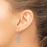 Sterling Silver Rhodium-plated Polished Fleur De Lis Dangle Earrings view 3