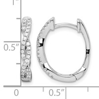 Sterling Silver Rhodium-plated CZ Twisted Oval Hoop Earrings view 2