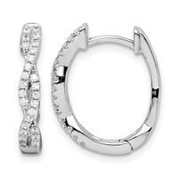 Sterling Silver Rhodium-plated CZ Twisted Oval Hoop Earrings view 1