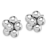 Sterling Silver Rhodium-plated Polished Beaded Post Earrings view 2
