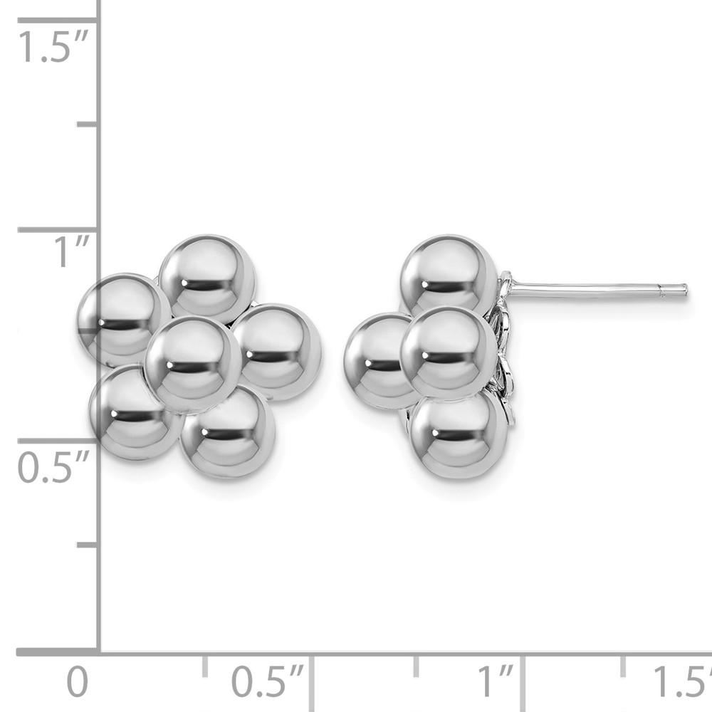 Sterling Silver Rhodium-plated Polished Beaded Post Earrings (QE15096)