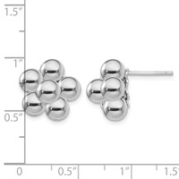 Sterling Silver Rhodium-plated Polished Beaded Post Earrings view 4