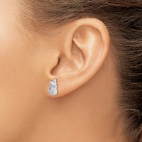 Sterling Silver Rhodium-plated Polished CZ Cat Post Earrings view 3