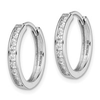 Sterling Silver Rhodium-plated CZ 3x 16mm Hinged Hoop Earrings view 2