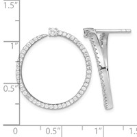 Sterling Silver Rhodium-plated CZ Circle Dangle Post Earrings view 4