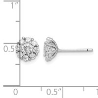Sterling Silver Rhodium-plated Polished CZ Halo Post Earrings view 4