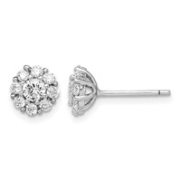 Sterling Silver Rhodium-plated Polished CZ Halo Post Earrings view 1