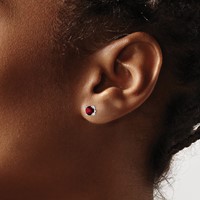 Sterling Silver Rhodium-plated Round 5mm Garnet Post Earrings view 3
