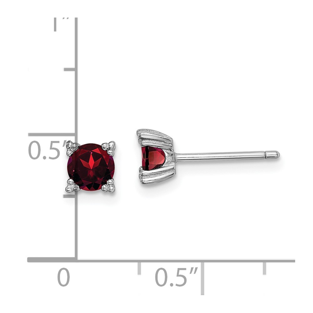 Sterling Silver Rhodium-plated Round 5mm Garnet Post Earrings (QE15116GA)