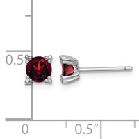 Sterling Silver Rhodium-plated Round 5mm Garnet Post Earrings view 5