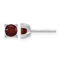 Sterling Silver Rhodium-plated Round 5mm Garnet Post Earrings view 1