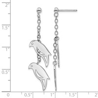 Sterling Silver Rhodium-plated Two Birds Dangle Post Earring view 2
