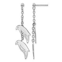 Sterling Silver Rhodium-plated Two Birds Dangle Post Earring view 1
