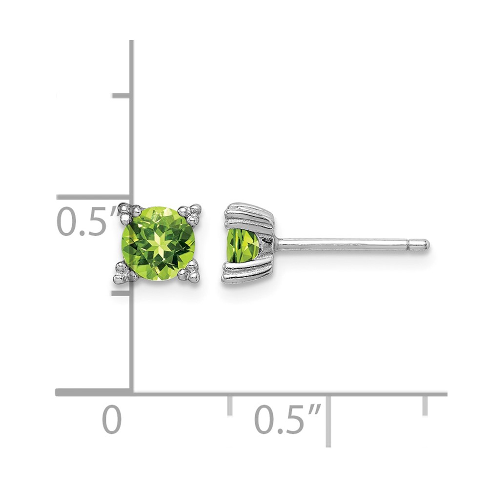 Sterling Silver Rhodium-plated Round 5mm Peridot Post Earrings (QE15118PE)