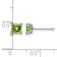 Sterling Silver Rhodium-plated Round 5mm Peridot Post Earrings view 5