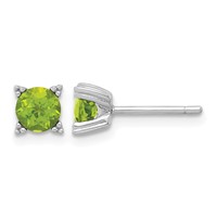 Sterling Silver Rhodium-plated Round 5mm Peridot Post Earrings view 1