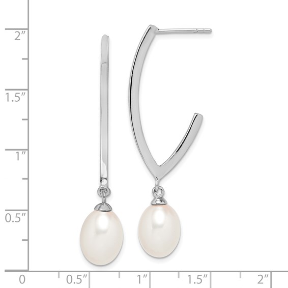 Sterling Silver FWC Pearl Post Dangle Earrings