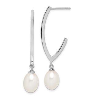 Sterling Silver FWC Pearl Post Dangle Earrings