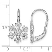 Sterling Silver Rhodium-plated CZ Snowflake Leverback Earrings view 4
