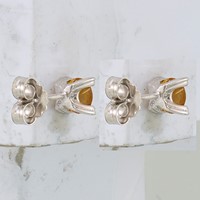 Sterling Silver Rhodium-plated Round 5mm Citrine Post Earrings view 4