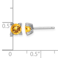 Sterling Silver Rhodium-plated Round 5mm Citrine Post Earrings view 5