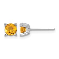 Sterling Silver Rhodium-plated Round 5mm Citrine Post Earrings view 1