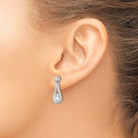 Sterling Silver Rhodium-plated Polished Graduated CZ Ear Climber Earrings view 3