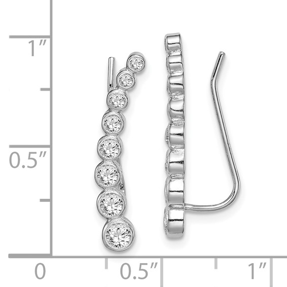 Polished Graduated CZ Ear Climber Earrings