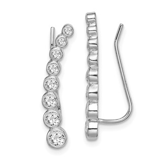 Polished Graduated CZ Ear Climber Earrings