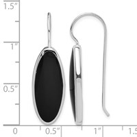 Sterling Silver Rhodium-plated Polished Onyx Oval Dangle Earrings view 4