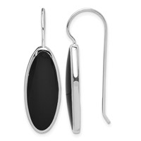 Sterling Silver Rhodium-plated Polished Onyx Oval Dangle Earrings view 1