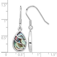 Sterling Silver Rhodium-plated Polished Abalone Teardrop Dangle Earrings view 4