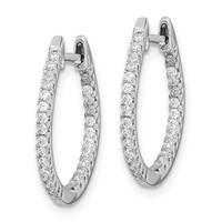 Sterling Silver Rhodium-plated CZ in Out Hinged Hoop Earrings view 2