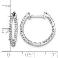 Sterling Silver Rhodium-plated CZ in Out Hinged Hoop Earrings view 4