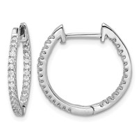 Sterling Silver Rhodium-plated CZ in Out Hinged Hoop Earrings view 1