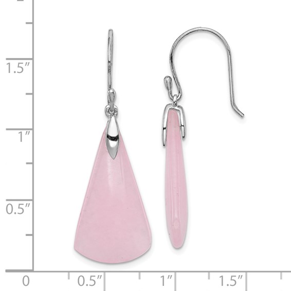 Sterling Silver Rhodium-plated Dyed Pink Quartz Dangle Earrings
