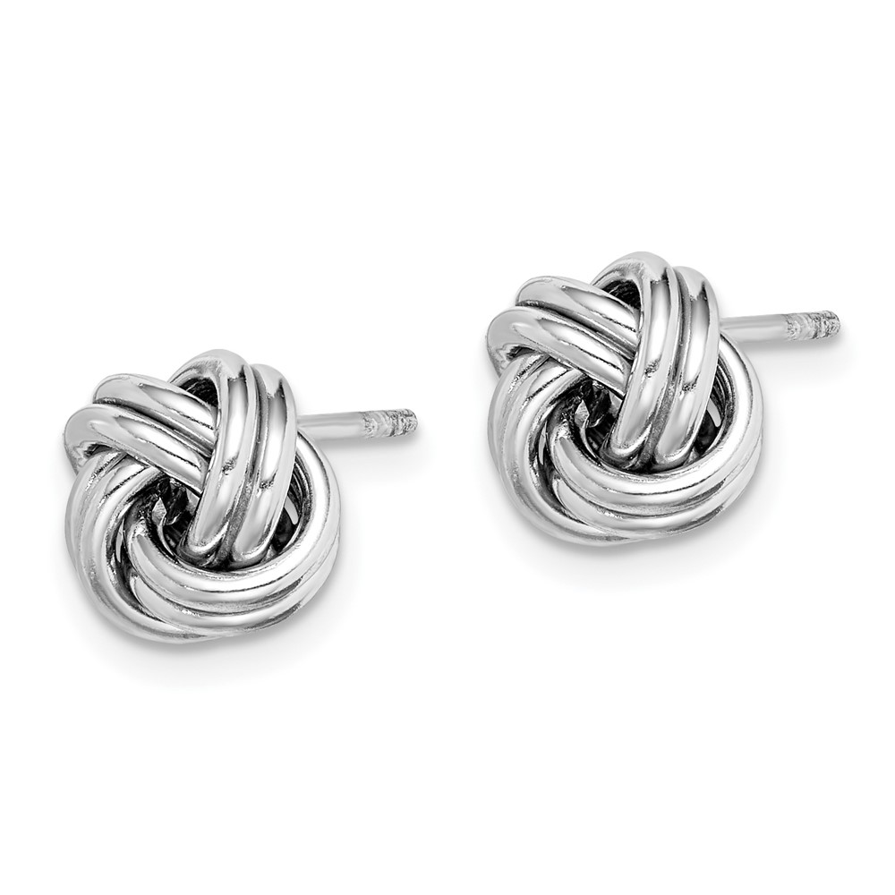 Sterling Silver Rhodium-plated Polished Love Knot Post Earrings (QE15173)