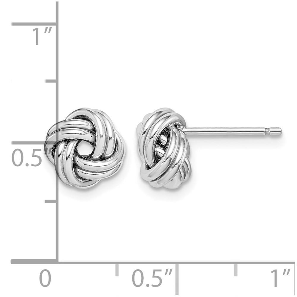 Sterling Silver Rhodium-plated Polished Love Knot Post Earrings (QE15173)