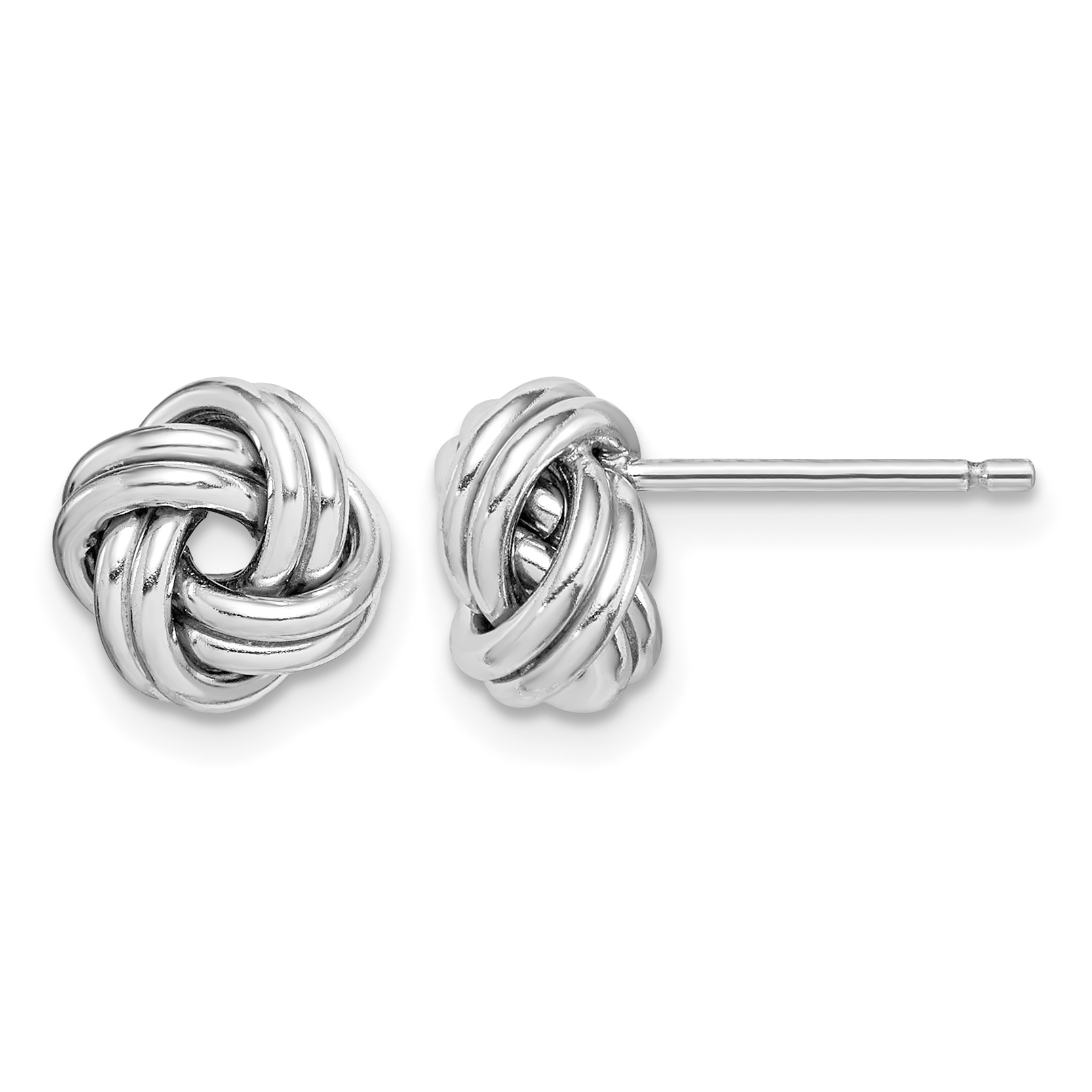 Sterling Silver Rhodium-plated Polished Love Knot Post Earrings (QE15173)