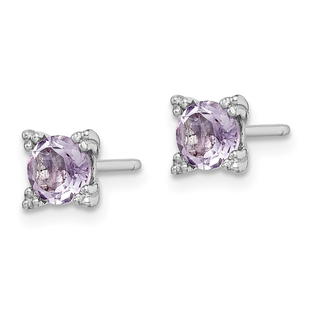 Sterling Silver Rhodium-plated Round 5mm Amethyst Post Earrings (QE15175)