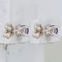 Sterling Silver Rhodium-plated Round 5mm Amethyst Post Earrings view 4