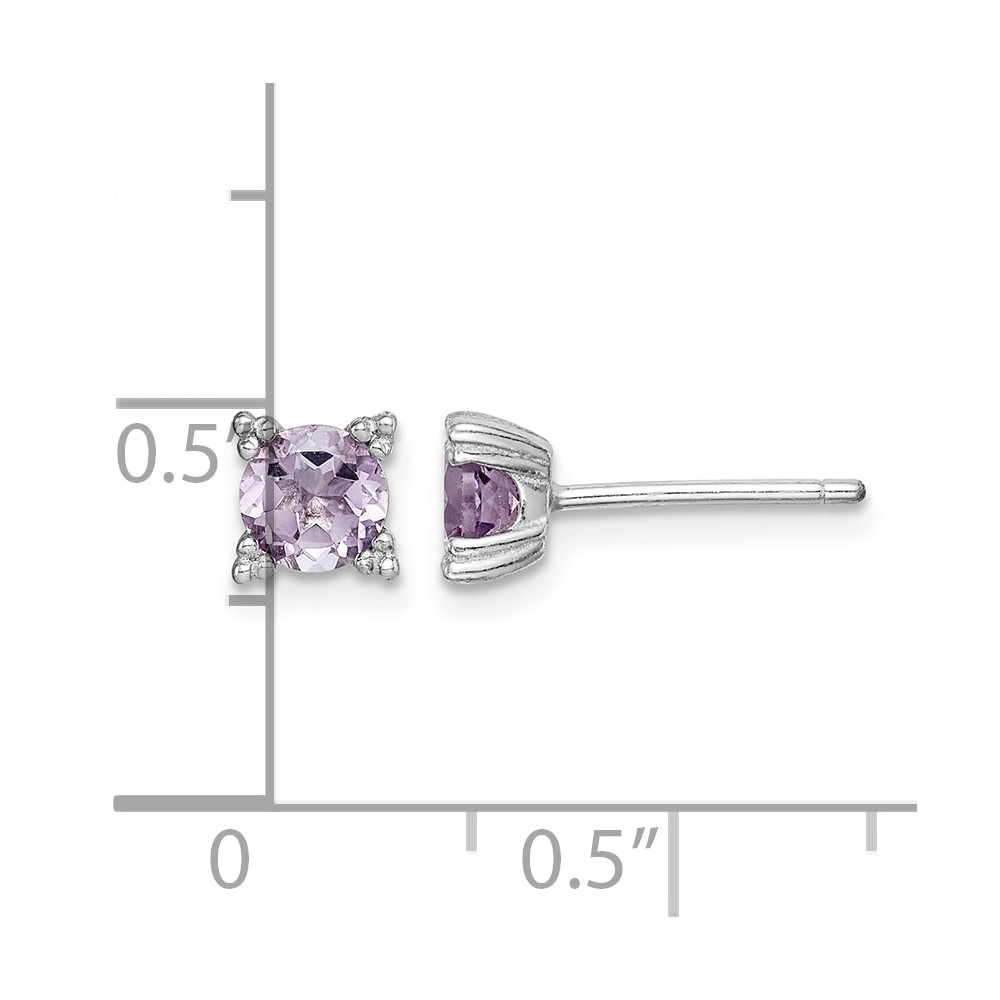 Sterling Silver Rhodium-plated Round 5mm Amethyst Post Earrings (QE15175)