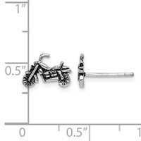 Sterling Silver Rhodium-plated Antiqued Motorcycle Post Earrings view 2