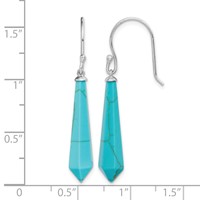 Sterling Silver RH-pltd Polished Imitation Turquoise Point Dangle Earrings view 4