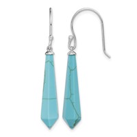 Sterling Silver RH-pltd Polished Imitation Turquoise Point Dangle Earrings view 1